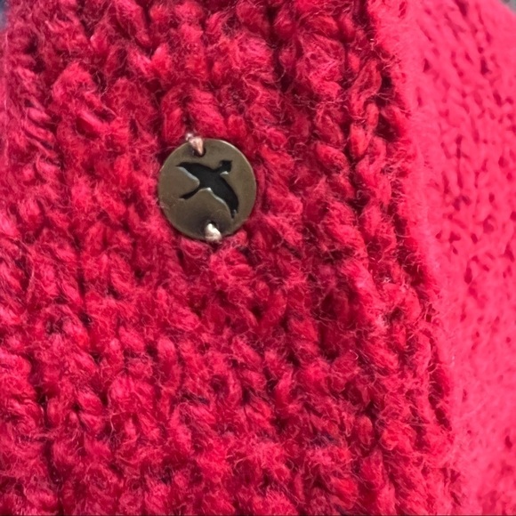 EDDIE BAUER Intarsia knit lounge sweater w/cowl neck. Size Large. Red & White - Picture 8 of 8